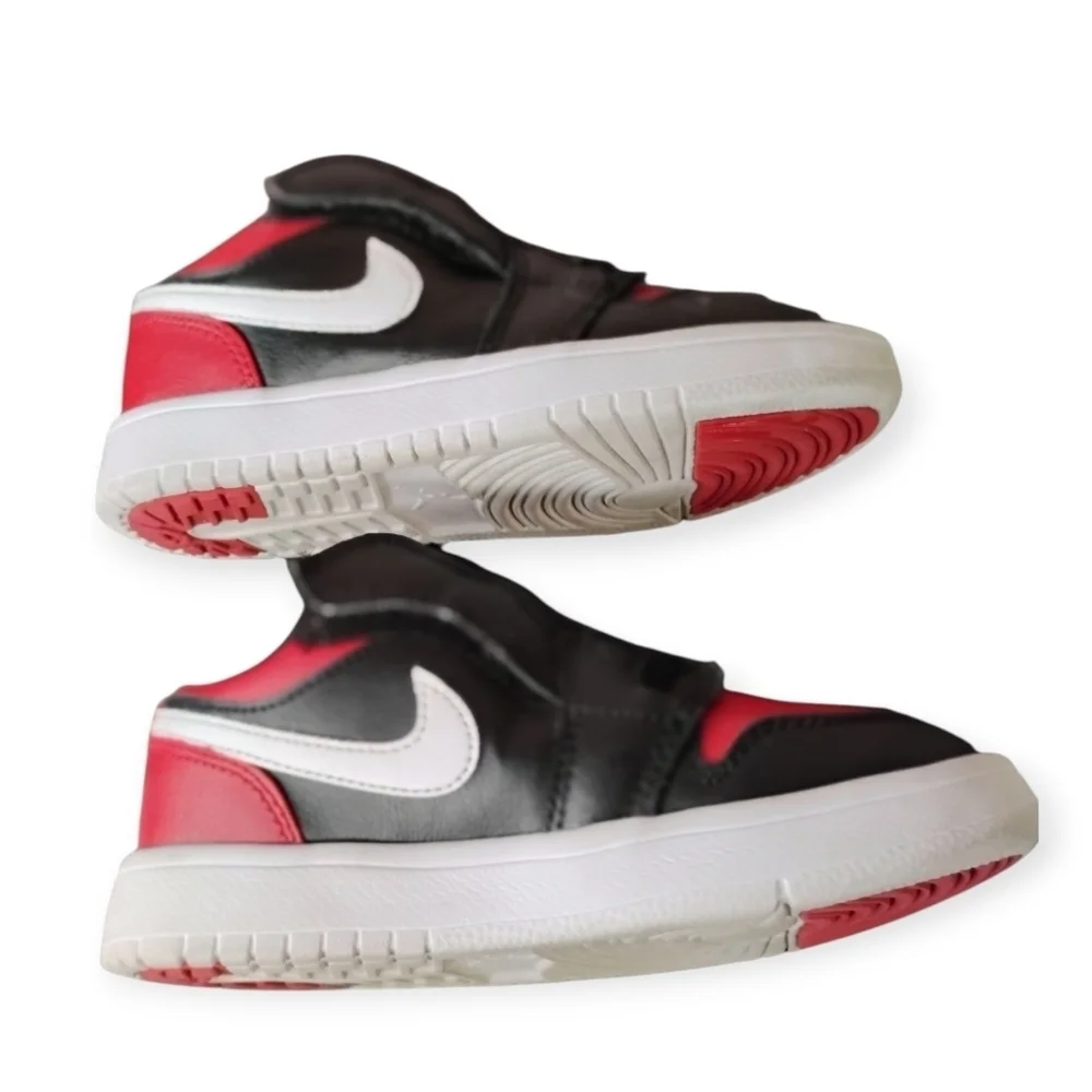 Jordan 1 Low Alt Black Red White Velcro Toddler Size 12C